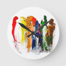 Abstrakt Uttryck för Figurer i Rörelse Rund Klocka