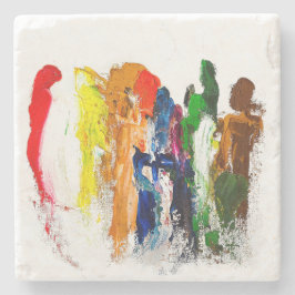 Abstrakt Uttryck för Figurer i Rörelse Stenunderlägg