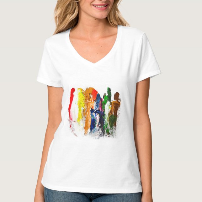 Abstrakt Uttryck för Figurer i Rörelse T Shirt (Framsida)