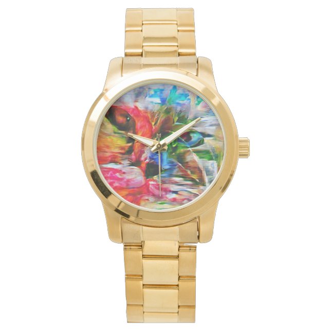 Abstrakt: Uttryckssymbol för kattutskrift" Armbandsur (Framsida)