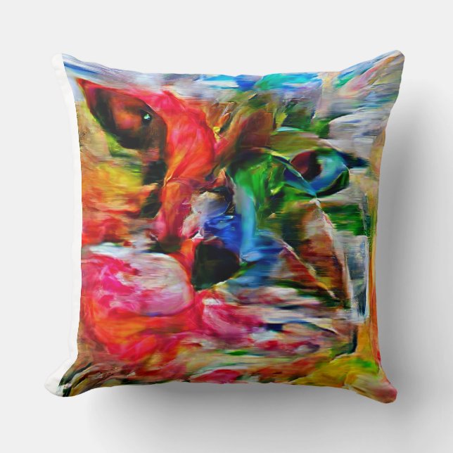 Abstrakt: Uttryckssymbol för kattutskrift" Kudde (Framsida)