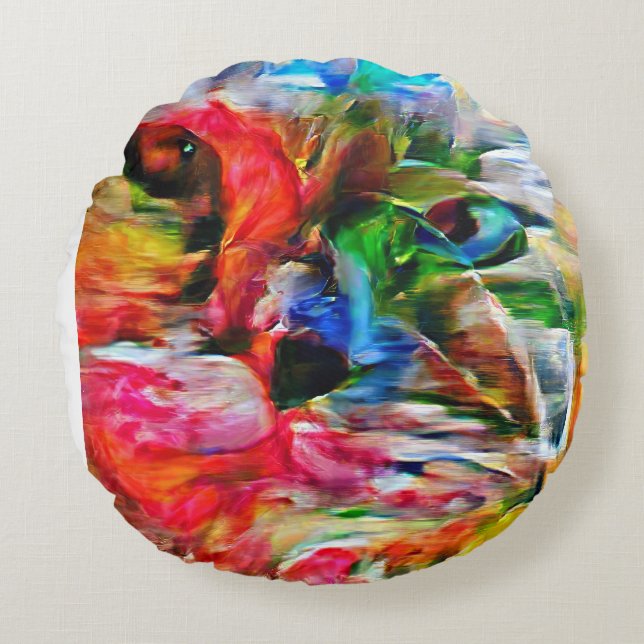 Abstrakt: Uttryckssymbol för kattutskrift" Rund Kudde (Framsidan)