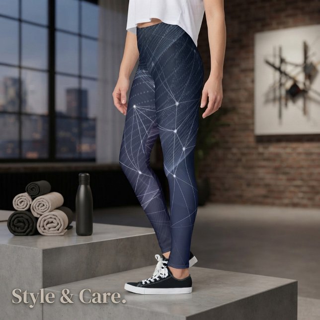 Abstrakt våg- och geometrimönster leggings (Abstract Wave & Geometry Pattern Leggings)