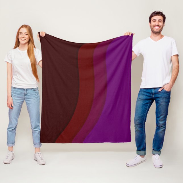 Abstrakt Vågar i djup Burgundy & Lila Fleecefilt (På plats)