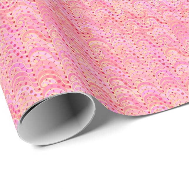 Abstrakt vågform - nyanser av mjuk rosa presentpapper (Rullad Hörn)