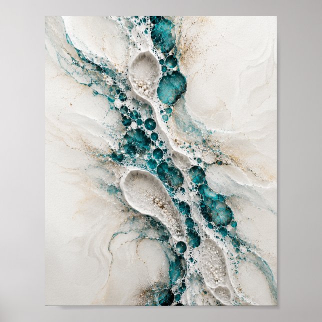 Abstrakt Väggkonst Affisch Tryck av Teal Geode (Framsidan)