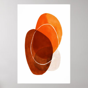 Abstrakt Väggkonst Orange och Bruna Ovala Former T