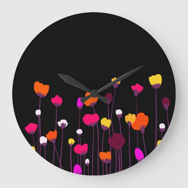 Abstrakt Väggur med Blommotiv (Framsida)