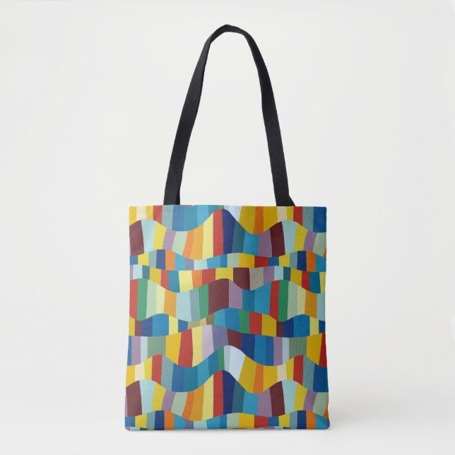 Abstrakt Vågig Färgpatchwork 291020 Tygkasse (Framsida)