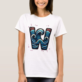 Abstrakt Vågigt Brev ’W’ T Shirt