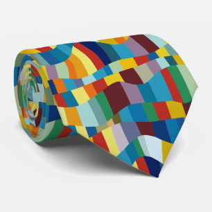 Abstrakt Vågigt Färg Patchwork 291020 Slips