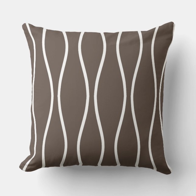 Abstrakt Vågigt Geometric Mönster på Beige Kudde (Framsida)