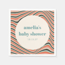 Abstrakt Vågigt Rand Aqua Peach Anpassningsbar Bab