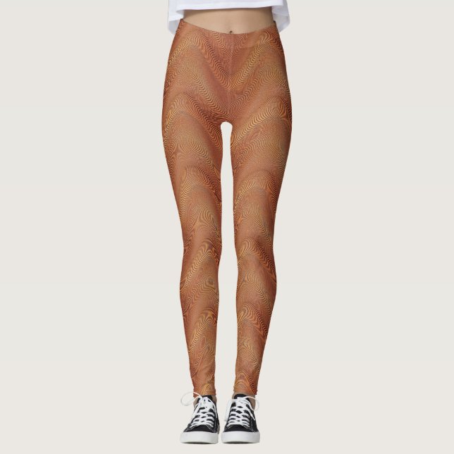 Abstrakt Vågigt Rand Art Leggings (Framsida)