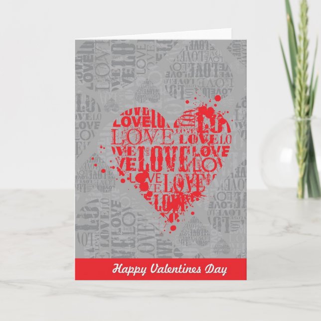 Abstrakt valentin typografikort helgkort (Framsida)