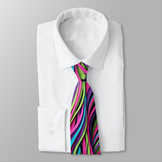 Abstrakt valhals neon livlig halsduk slips (Bunden)