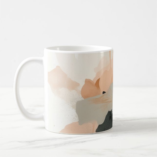 Abstrakt Vallmo Blommig Konsttryck | Minimalistisk Kaffemugg (Vänster)