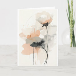 Abstrakt Vallmo Blommig Konsttryck | Minimalistisk Kort