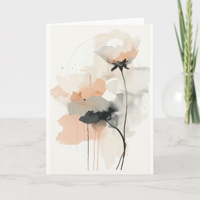 Abstrakt Vallmo Blommig Konsttryck | Minimalistisk Kort (Framsida)