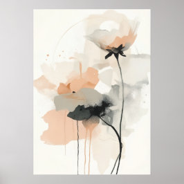 Abstrakt Vallmo Blommig Konsttryck | Minimalistisk Poster