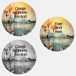 Abstrakt vallmolandskap med röda vallmor klistermärke