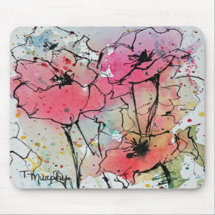 Abstrakt vallmor i rosa Mousepad Musmatta