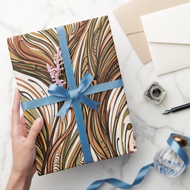 Abstrakt valsvans jordton bläck inslagspapper presentpapper (Gifting)