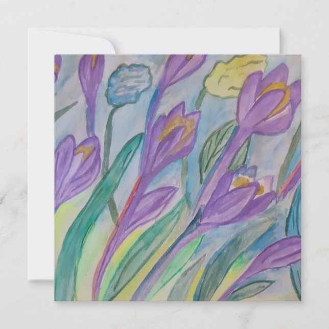 Abstrakt Vår Crocus Flat Greeting Card (Framsida)