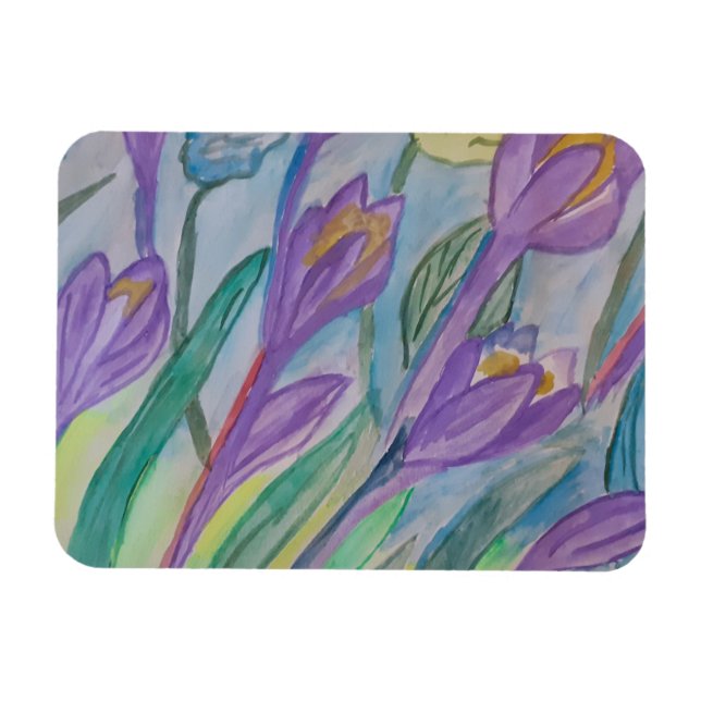 Abstrakt Vår Crocus Flexible Photo Magnet (Horisontell)