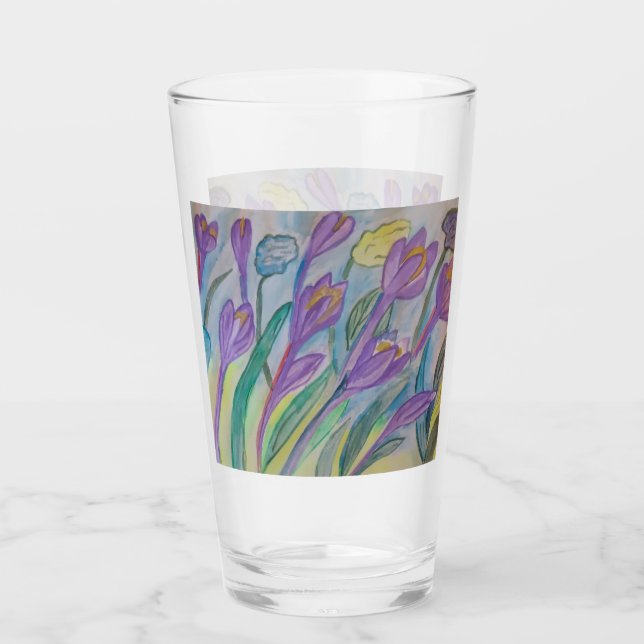 Abstrakt Vår Crocus Glass Tumbler Glaskopp (Framsida)