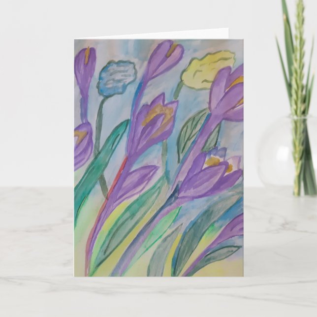 Abstrakt Vår Crocus Greeting Card Kort (Framsida)