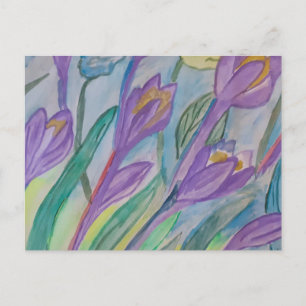 Abstrakt Vår Crocus Vykort