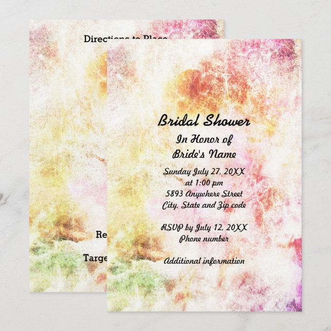 Abstrakt Vår Färg Inbjudningskort för möhippan (Fram/baksida)