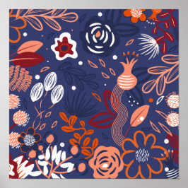 Abstrakt Vår Lila Blommönster Poster