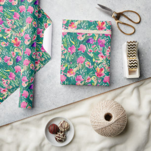 Abstrakt vår vattenfärg blommor mönster presentpapper