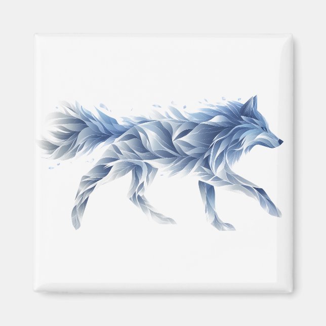 Abstrakt Vargkonst: Geometrisk Djurillustration Magnet (Framsidan)
