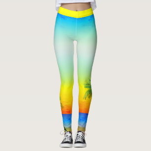 Abstrakt Västindien - Sjölandskapet Himlar Leggings