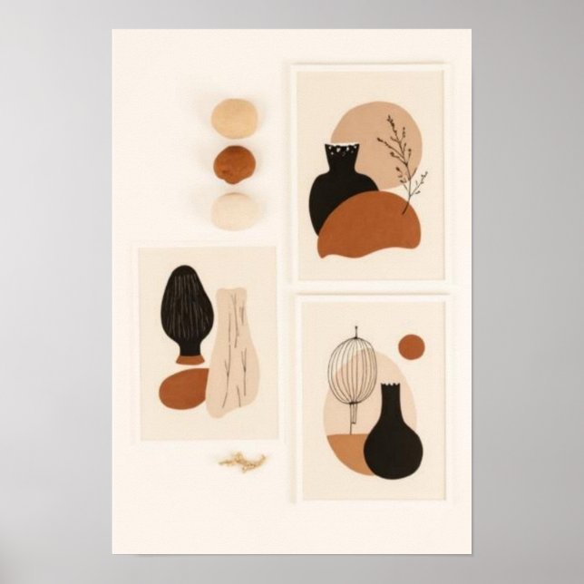 Abstrakt vasväggkonst | Mid-century modern  Poster (Framsidan)