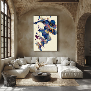 Abstrakt vätske-bläck fotbollsspelare – Expressiv Poster