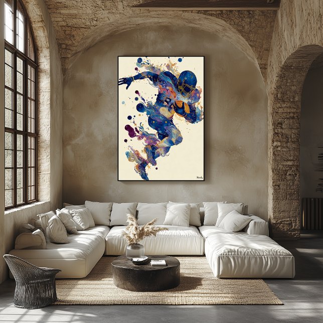 Abstrakt vätske-bläck fotbollsspelare – Expressiv Poster (Skapare uppladdad)