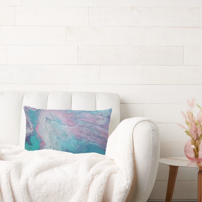 Abstrakt Vätskefärgad dekorfärg för blå Rosa Lumbarkudde (Soffa)