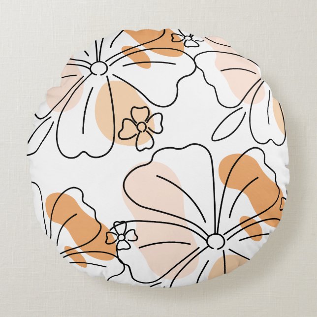 Abstrakt Vattenfärg Blommig Kuddcover - Modern  Rund Kudde (Framsidan)