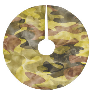 Abstrakt Vattenfärg: Camouflage Tie Dye Julgransmatta Borstad Polyester
