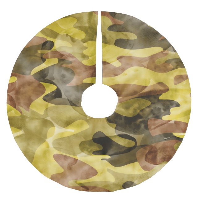 Abstrakt Vattenfärg: Camouflage Tie Dye Julgransmatta Borstad Polyester (Framsidan)