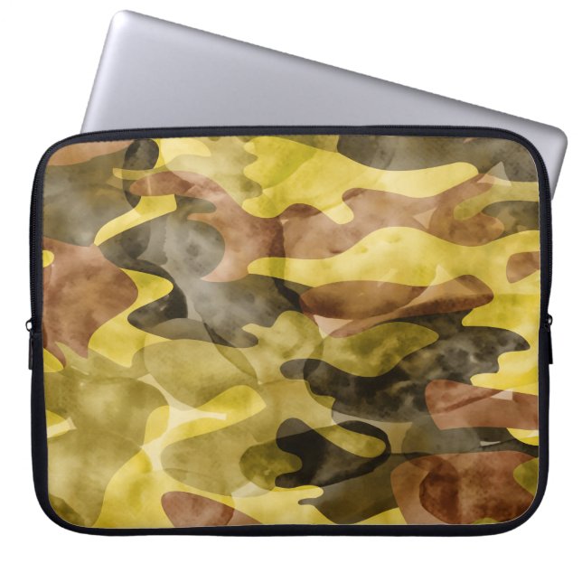Abstrakt Vattenfärg: Camouflage Tie Dye Laptop Fodral (Framsidan)