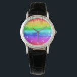 Abstrakt Vattenfärg Färgat Rand Regnbåge Armbandsur<br><div class="desc">Abstrakt Watercolor Painting Rand Rainbow. regnbåge vattenfärglös,  typografi girly trendig chic,  lila rosa glitter art,  monogram modern namn snyggt roligt,  fet lycklig grönt konst,  uttryck sommarfred kärlek,  blå abstrakt ritad färg,  frihandsfärg flagga kreativ  för homosexuella ,  regnbågsfärg.</div>