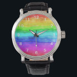 Abstrakt Vattenfärg Färgat Rand Regnbåge Armbandsur<br><div class="desc">Abstrakt Watercolor Painting Rand Rainbow. regnbåge vattenfärglös,  typografi girly trendig chic,  lila rosa glitter art,  monogram modern namn snyggt roligt,  fet lycklig grönt konst,  uttryck sommarfred kärlek,  blå abstrakt ritad färg,  frihandsfärg flagga kreativ  för homosexuella ,  regnbågsfärg.</div>