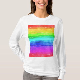 Abstrakt Vattenfärg Färgat Rand Regnbåge T Shirt