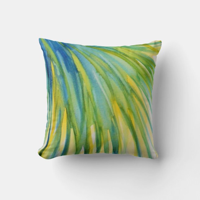 Abstrakt vattenfärg för palmträd kudde (Framsida)