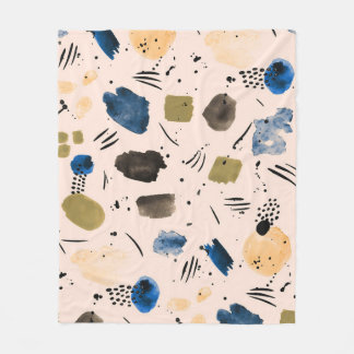 Abstrakt Vattenfärg: Geometric Bläck Mönster. Fleecefilt